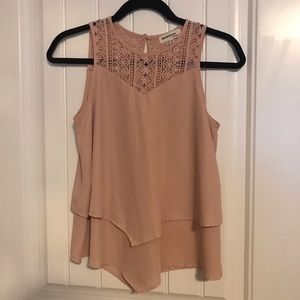 Excellent Monteau wore twice cute pink tank top